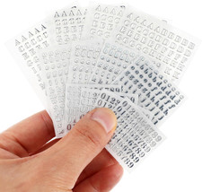 12 Sheets Small Letter Stickers, 3 Sizes Mini Alphabet Number Stickers 3D Self-A