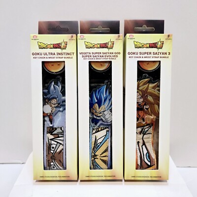 Dragon Ball Super Key Chain & Wrist Strap NEW Bundle (Set of 3)