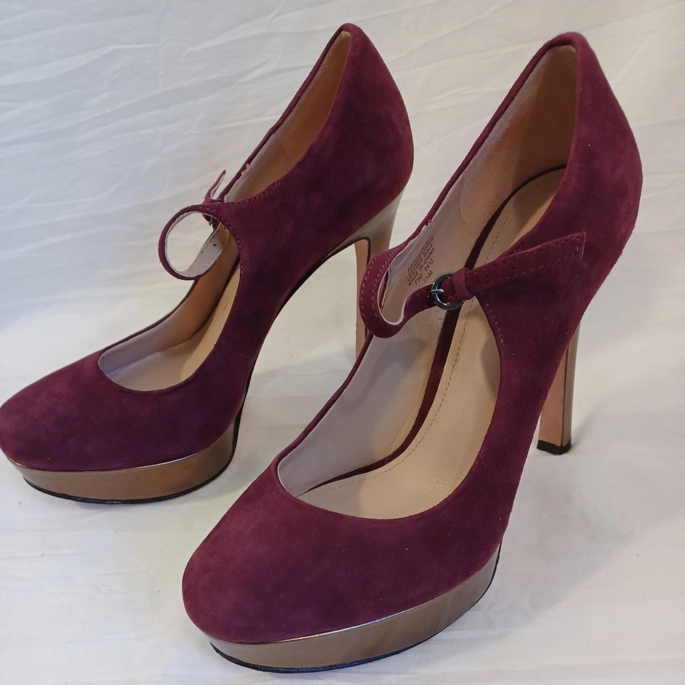 Zapatos de salón Joan & David Mary Jane Daquimberly púrpura dorado plataforma tacón gamuza talla 7,5 M Foto 2 de 4