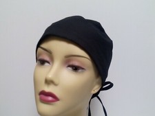 Women's scrub hats Nurses scrub hats Cancer hats Black skullcap Size M