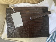 Max Mara Brown Leather Croc Wristlet Retail Retail $650 Nwt