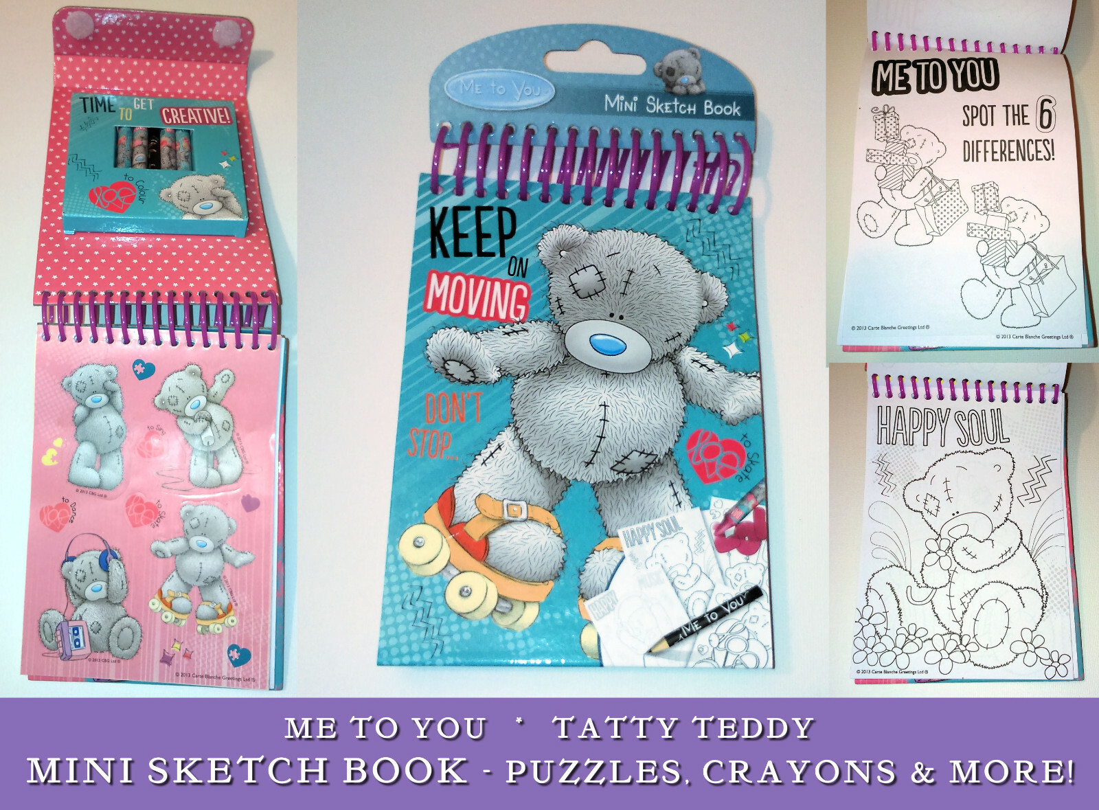 TATTY TEDDY Keep On Moving MINI SKETCH SET Pencil CRAYONS Puzzles PAD Stickers