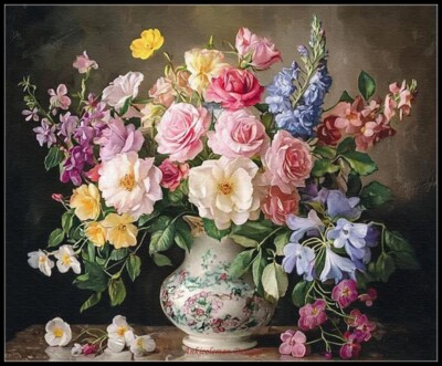 Spring Bouquet with Primrose 3 Chart Counted Cross Stitch Patterns Needlework