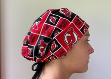 New Jersey Devils  Surgical Scrub Cap, New Jersey Scrub, Tie in back Adjustable