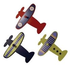 Lambs Ivy Baby Aviator Airplane Wall Peg Plaques 3 Planes Kids Boys Decor