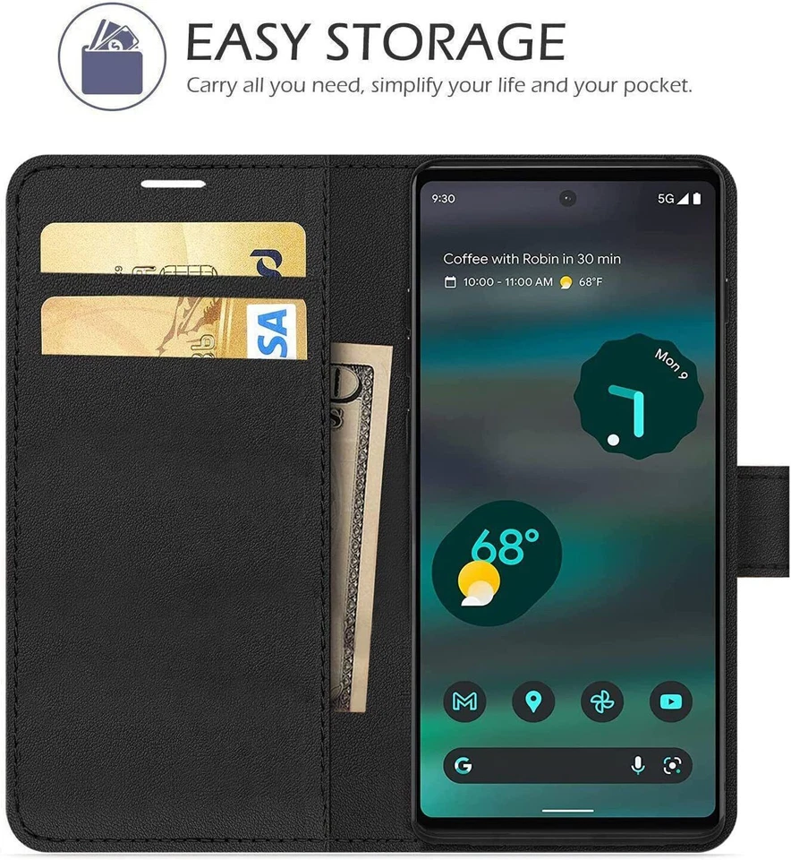 For Google Pixel 10/10 Pro/9A Leather Wallet Card Flip Magnetic Phone Case Cover - Image 3 of 4