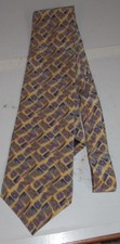 Jerry Garcia Neck Tie 100% Silk Abstract Yellow Gold Blue USA Made Nice Used