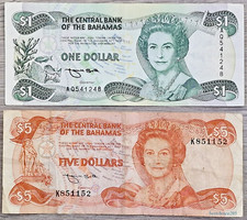 Lot 1 & 3 Dollars 1984 from Bahamas