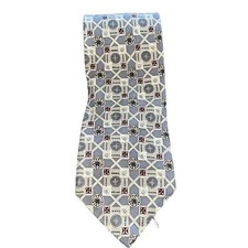 Gordon & Ferguson Mens Dress Tie Beige Brown Print Silk Vintage Made In USA