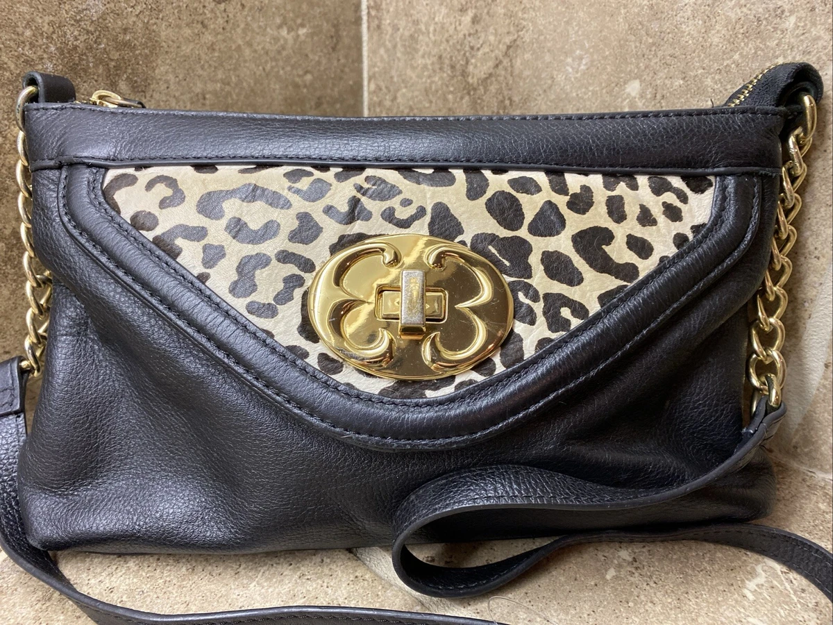 Emma Fox White and Black Leather Backpack with Leopard Accent Emma Fox Genuine Leather Handbags | Mercari main image 2