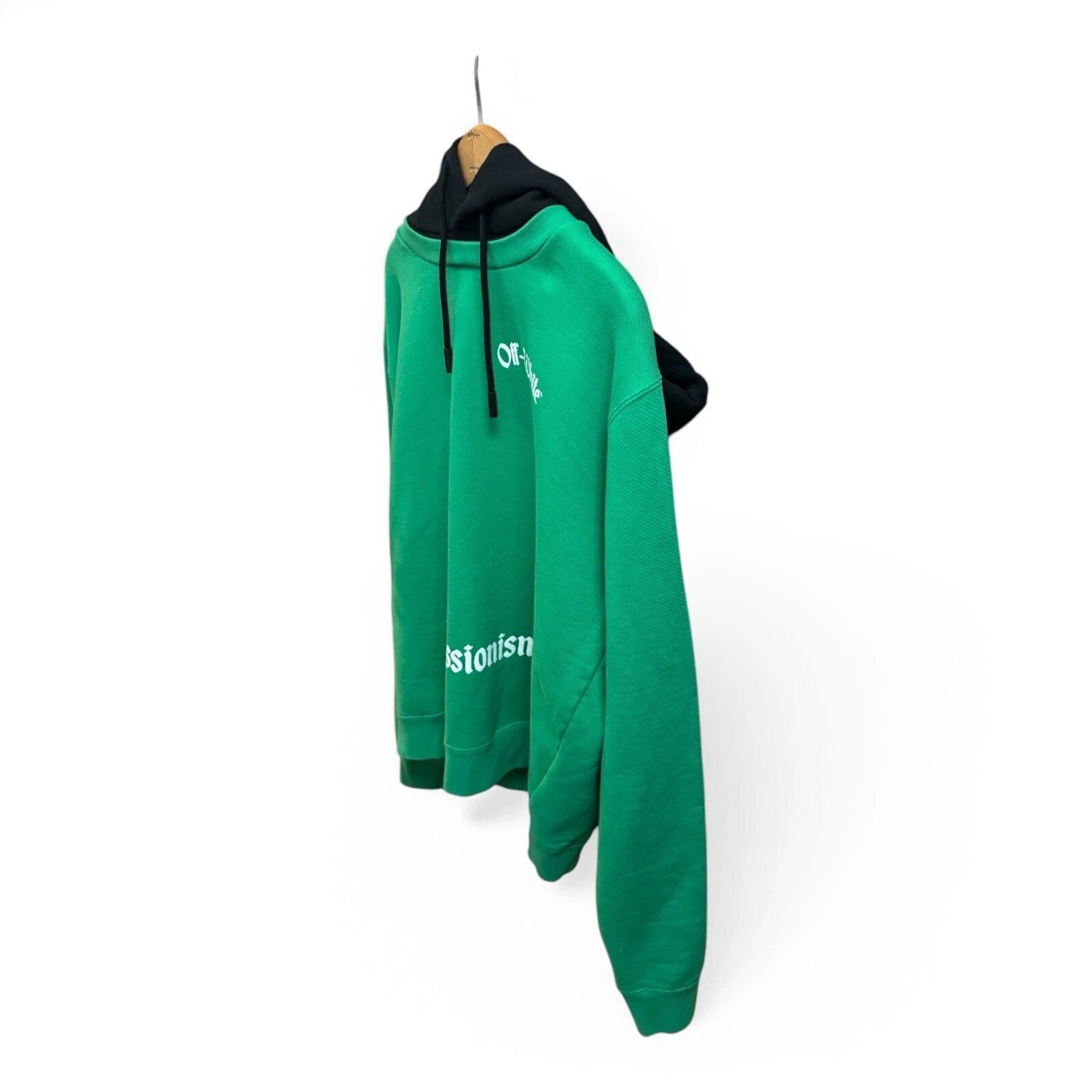 Felpa con cappuccio Off White "Impressionismo" (verde) (taglia XL)