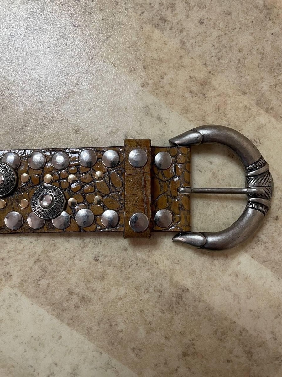 nanni レザーベルト 85/34 USED（2） RARE NANNI LEATHER BELT STUDDED WESTERN 85/34 LGB If Six Was