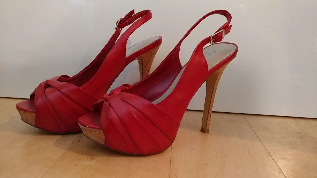 ALDO Shoes Red Open Toe Pumps Size 7 37 Heels Stilettos Women eBay
