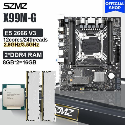 SZMZ X99 M-G Motherboard Kit With Xeon E5 2666V3 16GB DDR4 RAM NVME M.2 SATA3