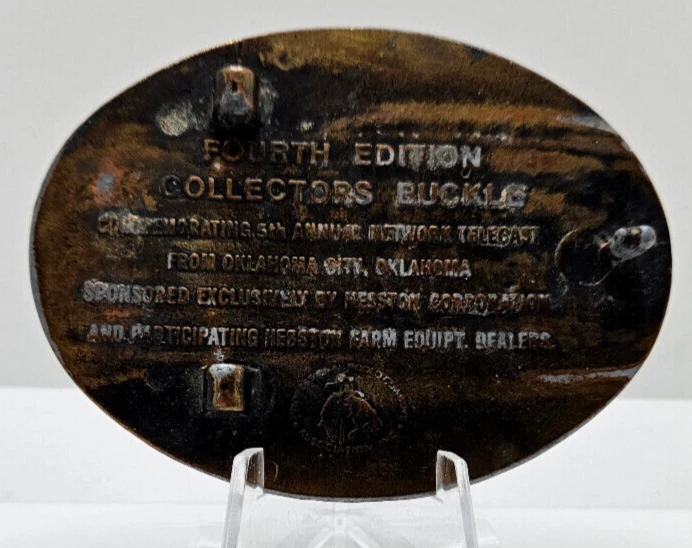 Винтажная овальная пряжка ремня родео Hesston 1978 латунного тона NFR National Finals ЧИТАЙТЕ! - Изображение 2 из 3