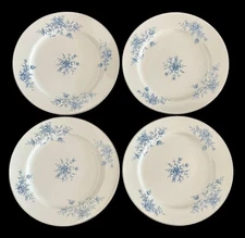 4 - Vintage Crown Empire Duchess 10-3/8” Dinner Plates Blue Flower Excellent