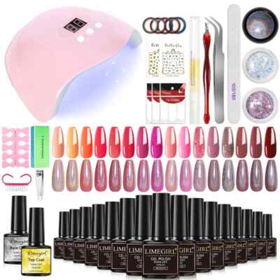 Nail Art Kit Gel Nail Polish Kit with UV LED Lamp Dryer Gel Varnish Build Kits