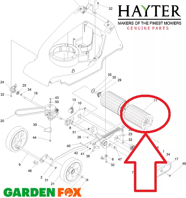 Genuine new Hayter Harrier 41 376B REAR ROLLER HALF 111 8598