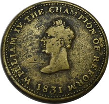 1831 Champion of Reform Medal 22mm William IV Grey & Russell VF Condition - b