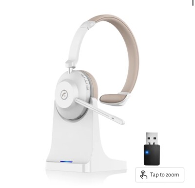 Bluetooth Wireless Headset with Microphone, With USB dongle and Charger Dock