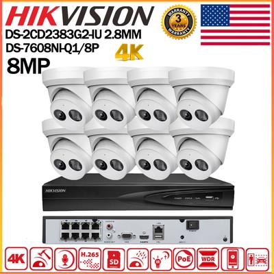 Hikvision 4K 8ch 8POE Security CCTV System Kit 8MP AcuSense IP Camera MIC Lot