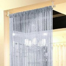 White- String Door Curtain Room Divider Fringe Beaded Tassel Crystal Panel