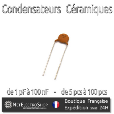 Kit De 5 Condensateurs Céramique 220 PF - Sélection De Valeurs De 1pF à 100nF