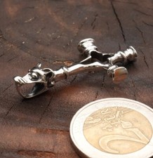 Anhänger Silber 925 Wolfskreuz massiv Wolfhammer Sterlingsilber Wikinger