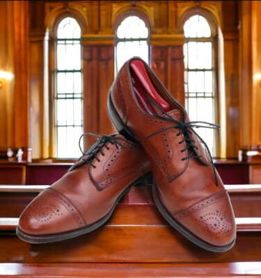 Allen Edmonds Sanford Brown Leather Cap Toe Oxford Dress Shoes