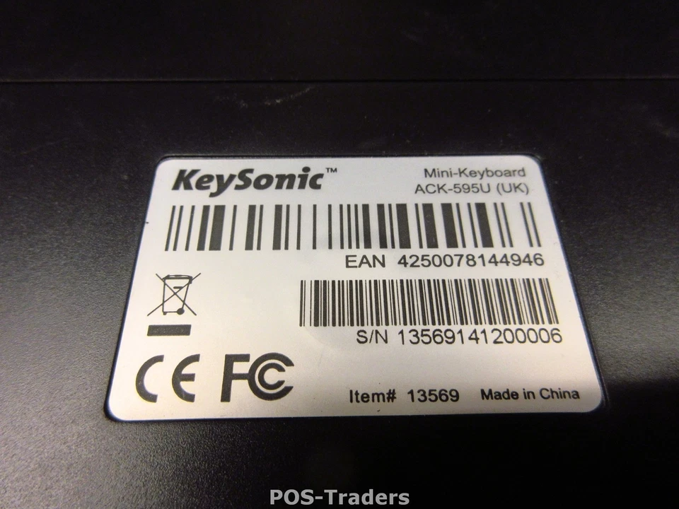 Keysonic ACK-595U UK QWERTY USB Wired Compact Mini POS Keyboard Tastatur - Bild 3 von 3
