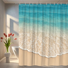 Beach Wave Shower Curtain - Ocean Water Design for Bathroom Decor