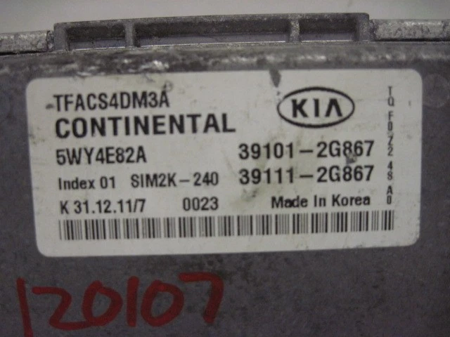 ECU ECM COMPUTER Kia Optima 2011 11 2012 12 2013 13 391112G867 851526 - Изображение 2 из 4