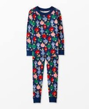 Hanna Andersson Blue Christmas Ornament Pajama Set, Size 12