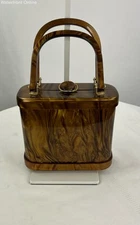 Vintage 80's Stylecraft Miami Mother Of Pearl Gold Hand Bag Hard Plastic Rare