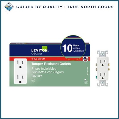 Tamper-Resistant 15 Amp Electrical Outlets, 10 Pack for Safe Installation