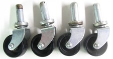 Set of 4 Black Swivel Wheels for Mid-Century 1940s-50s Office Desk Rolling Chair