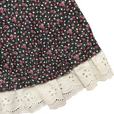 Vintage Ditsy Floral Eyelet Hem Midi Skirt Prairie Cottagecore Grunge WOMENS 8