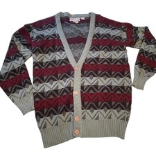 Vtg 80s Campus Cardigan Acrylic Mens Large Grandpa Knit Oversized Kurt Cobain