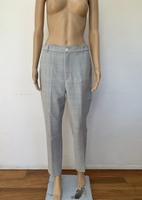 Ganni gray Hewitt Prince of Wales check no pleat 2 pocket pants trousers 40