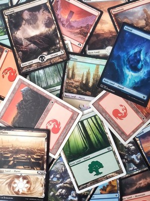 500 MTG Basic Land Lot 100 of Each Type Magic Bulk Land Set Black & White Border