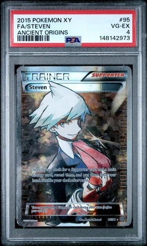 2015 POKEMON XY ANCIENT ORIGINS #95 FULL ART/STEVEN PSA 4
