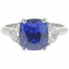 2.3ct Natural Blue Sapphire Engagement Ring Trilogy 14k White Gold Plated