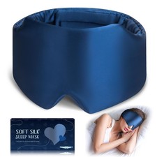 Silk Sleep Mask, Large Size Eye Mask Face Hugging Padded Sleep Blindfold Silk...