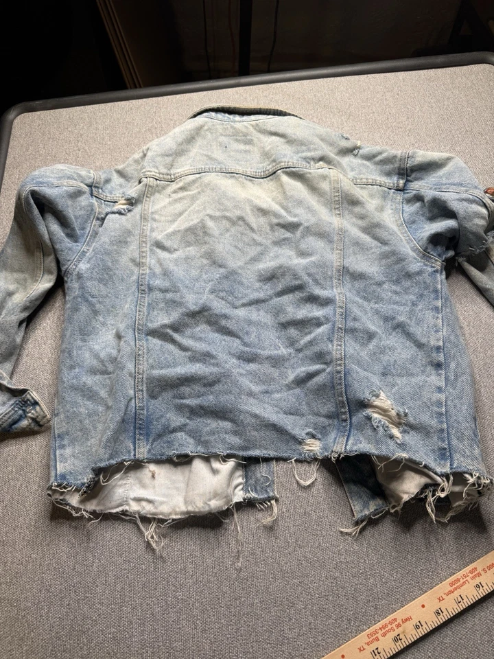 Celebrity Pink Women’s Small Distressed Denim Jean Jacket with Pins Grunge - Image 2 of 4