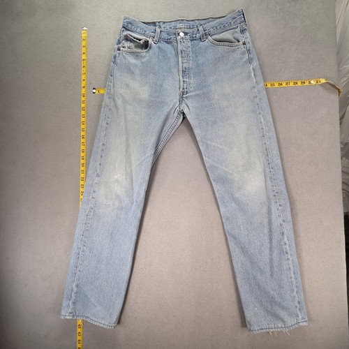 VTG Levis 501 Jeans Mens Blue Light Wash Straight Button Fly Made USA Fits 32x31 - Image 1