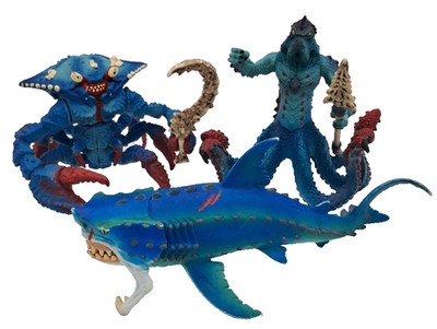 Schleich Eldrador Wasserwelt Seemonster Hai Kampfkrabbe Krake mit Waffe Set