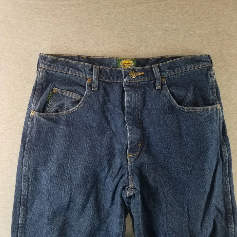 Cabela's Jeans Men's Sz 34/32 VTG Flannel Lined Dark Wash 100% Cotton Normcore - Image 2 of 4