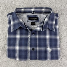 Ariat Shirt Mens 2XL Blue Plaid Pro Series Short Sleeve Button Down Mesh
