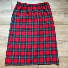 Vintage Pendleton A Line Midi Skirt Wool Womens 14 Red Tartan Plaid USA Made 80s