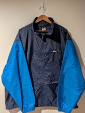 Vintage 90s Nike Colorblock Full Zip Windbreaker Jacket Navy Blue Mens Size XXL